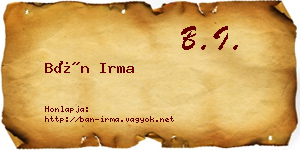 Bán Irma névjegykártya